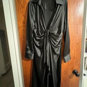 Elegant Black Satin Dress